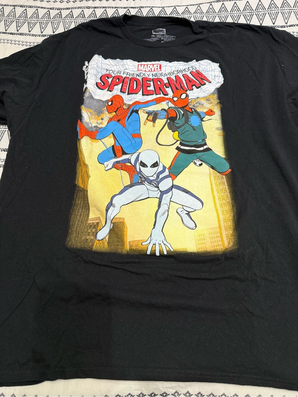 Marvel Black Graphic Tee with White Logo Print